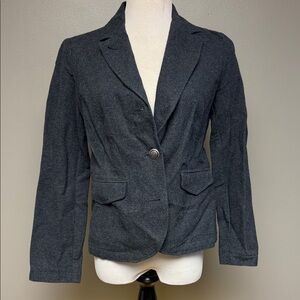 Talbots Petites Gray Blazer 6P 100% Cotton Classic Fit